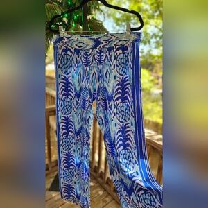 Lilly Pulitzer Bal Harbor Pineapple  Blue and White Palazzo Leg Pants